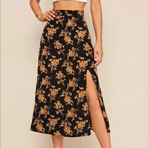 Black Floral Skirt